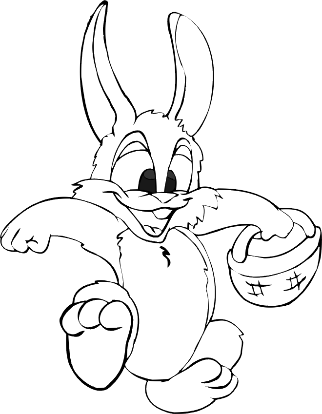 coloriage lapin de paques et son panier